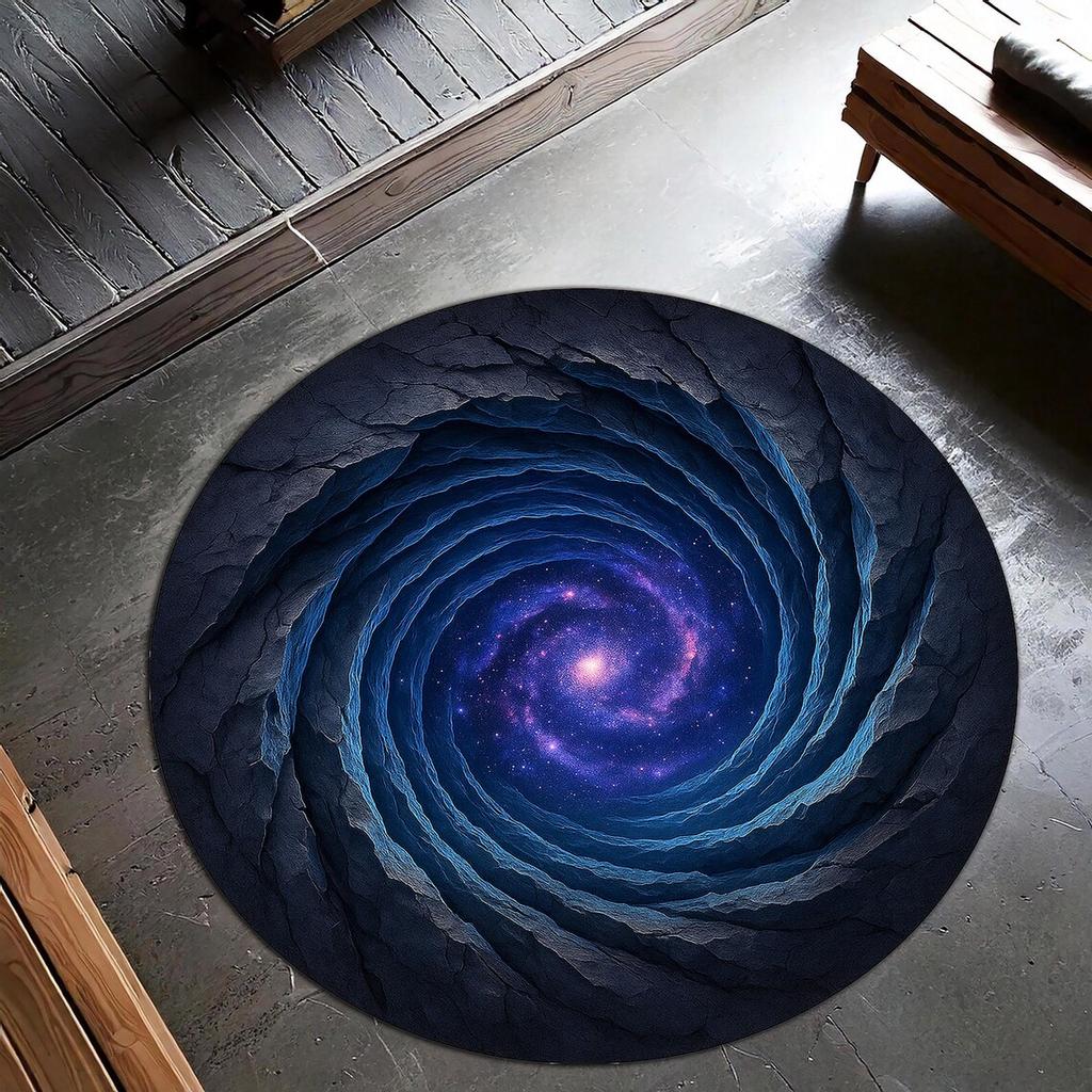 Galaxy Portal Circle Rug,  Celestial Magic Circle Mat, Witchy Galaxy Decor, Washable Mystical Rug, Cosmic Round Area Rug
