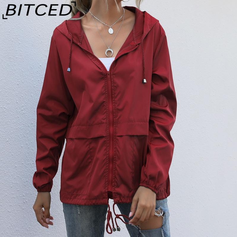 BITCED Women's Zipped Hooded Jacket Lightweight Outdoor Hiking Rainproof Jacket