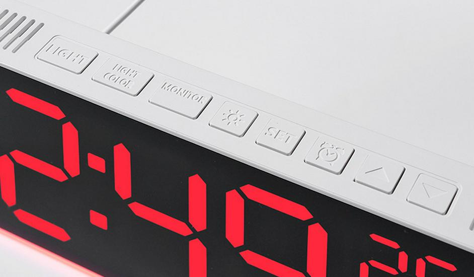 LED Color-Changing Wall Clock RGB Display, Multi-functional Alarm Clock, Large 6677R.
