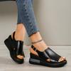 New Summer Platform Wedge Sandals Women's Fashion Back Soft Leather Plus Size Fish Mouth Muffin Shoes