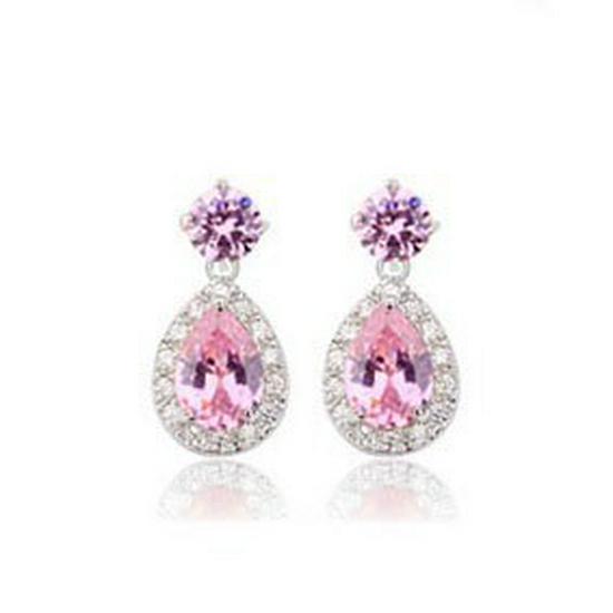 

Jinse Zircon-Inlaid Water Drop Earrings: High-End Bridal and Banquet Ear Jewelry in Japanese and Korean Style. розовый