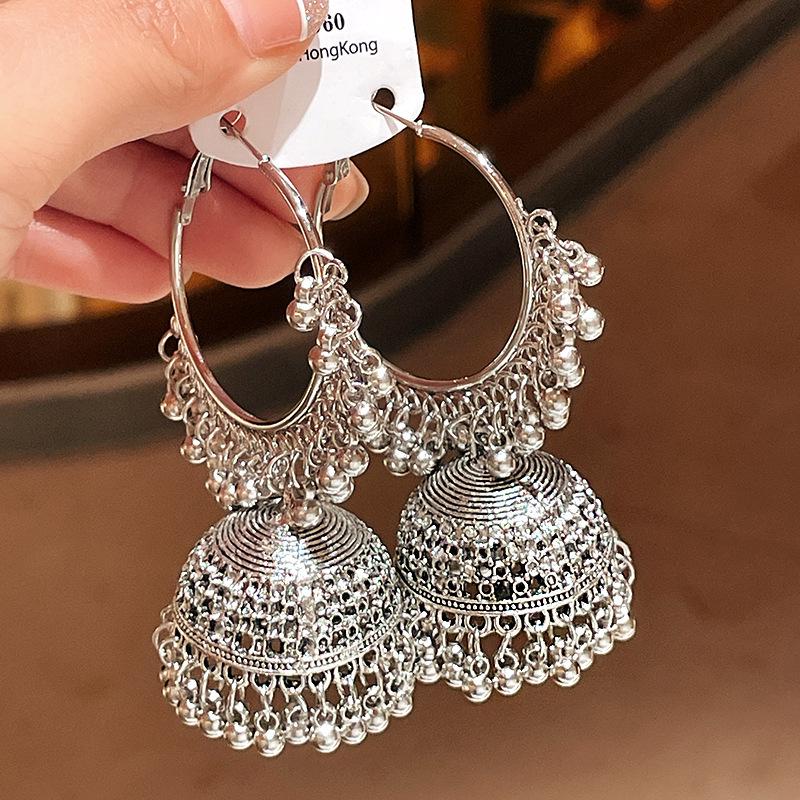 Silver Needle Retro Rhinestone Water Drop Tassel Earrings – Ethnic, New Chinese Style, Unique, Creative Heavy Industry Design