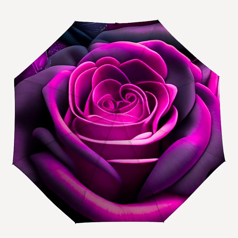 

1pc Purple Rose Automatic Open, Sturdy Iron Frame, Compact Folding Design, All-Season Portable Umbrella for Women & Men yy250801086