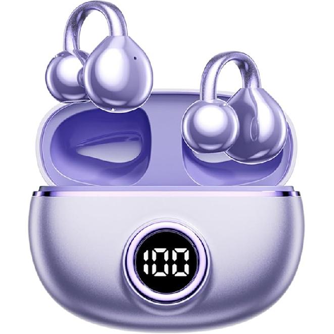 M97 Clip On Earbuds Wireless Bluetooth 5.3, Open Ear Headphones with 50H Battery 10-Min Quick Charge, Featherlight C-Shaped Hook, Secure Fit for