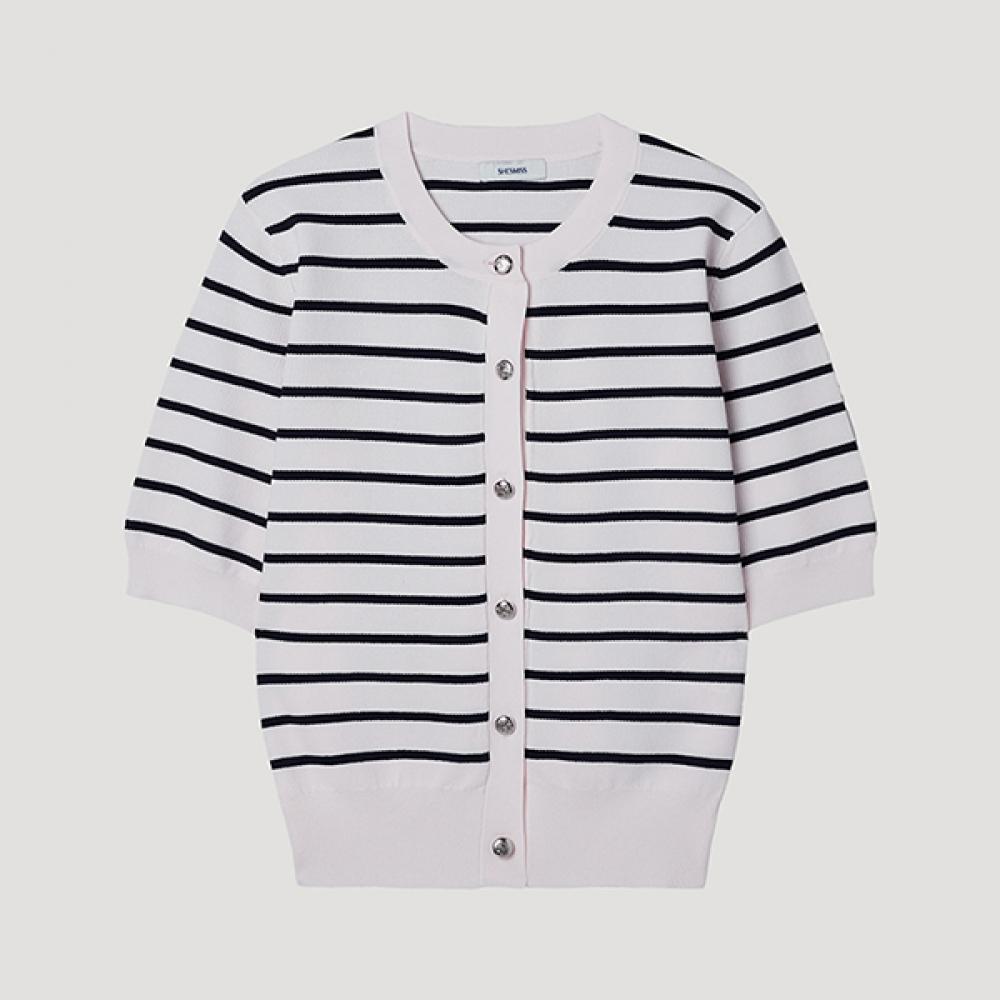 

[shs Miss] Round Neck Half Sleeve Cardigan Sskcdp22060 Lp light pink/55