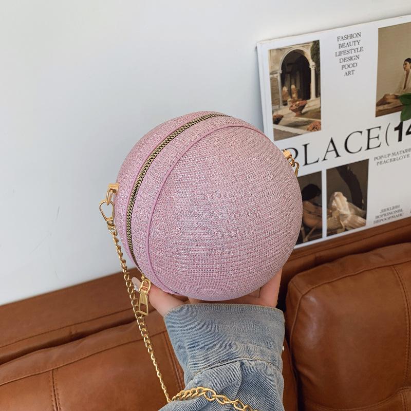 Bag women's bag 2025 new small round bag fashionable metal portable chain trendy shoulder crossbody personalized design bag