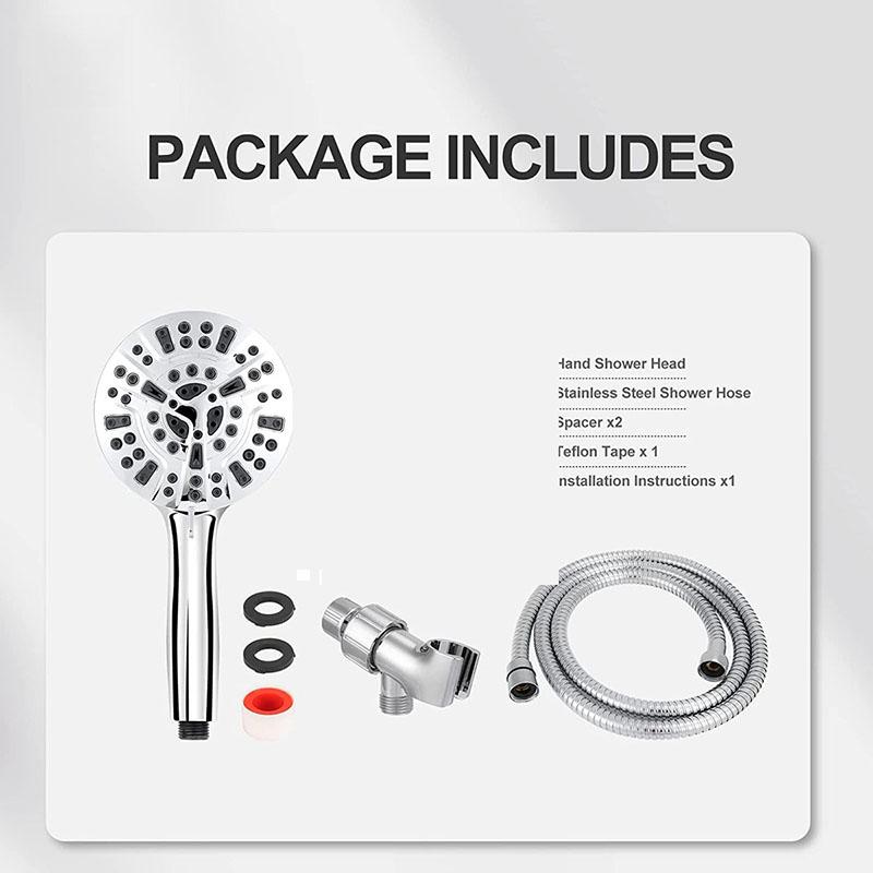 Latest 10-Function High Pressure Water Saving Eco-Friendly Bathroom Hand Held Shower Head Premium with Bracket Hose