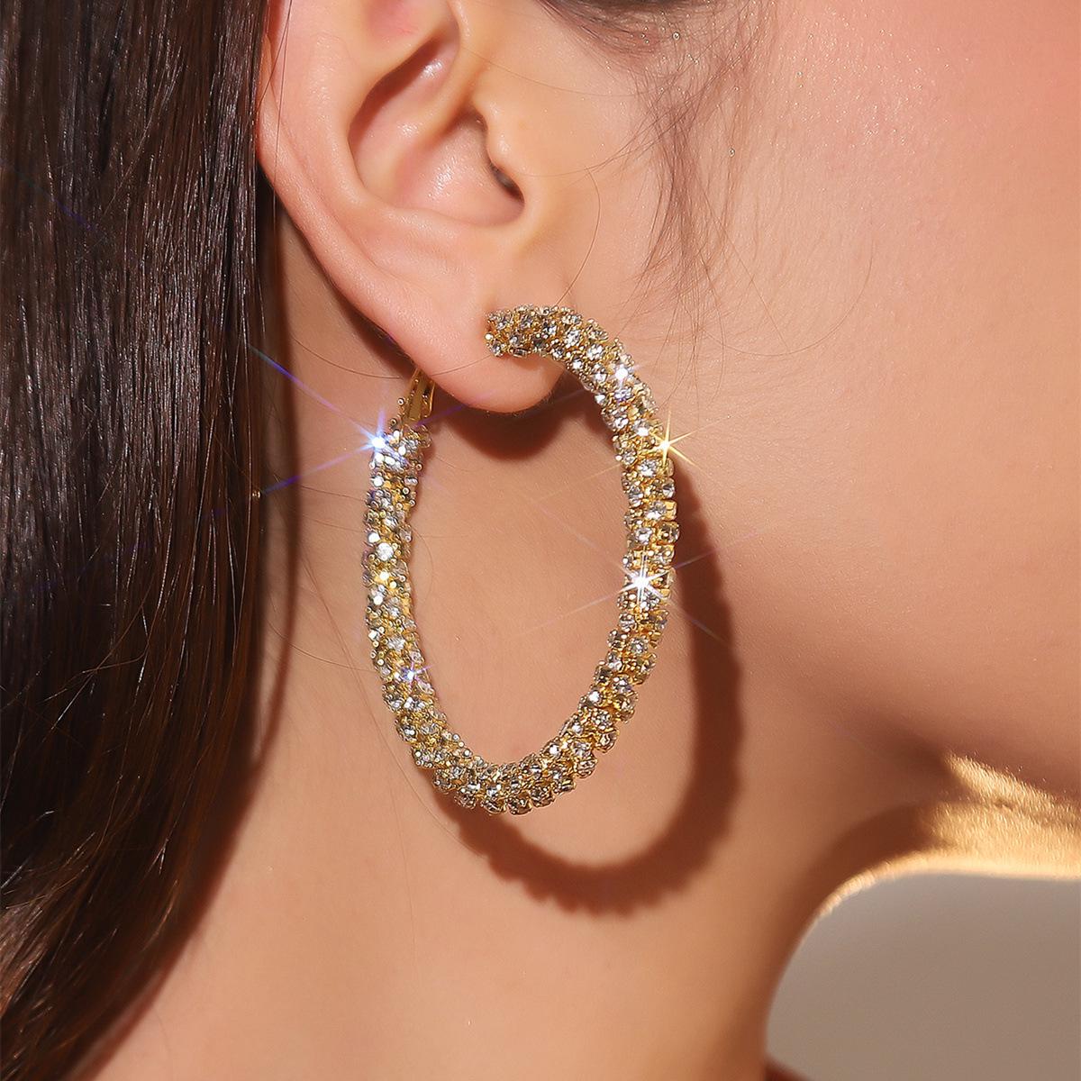 

Роскошные серьги-кольца со стразами: Простой, Модный и Преувеличенный Дизайн для Женщин 6cm Tassel