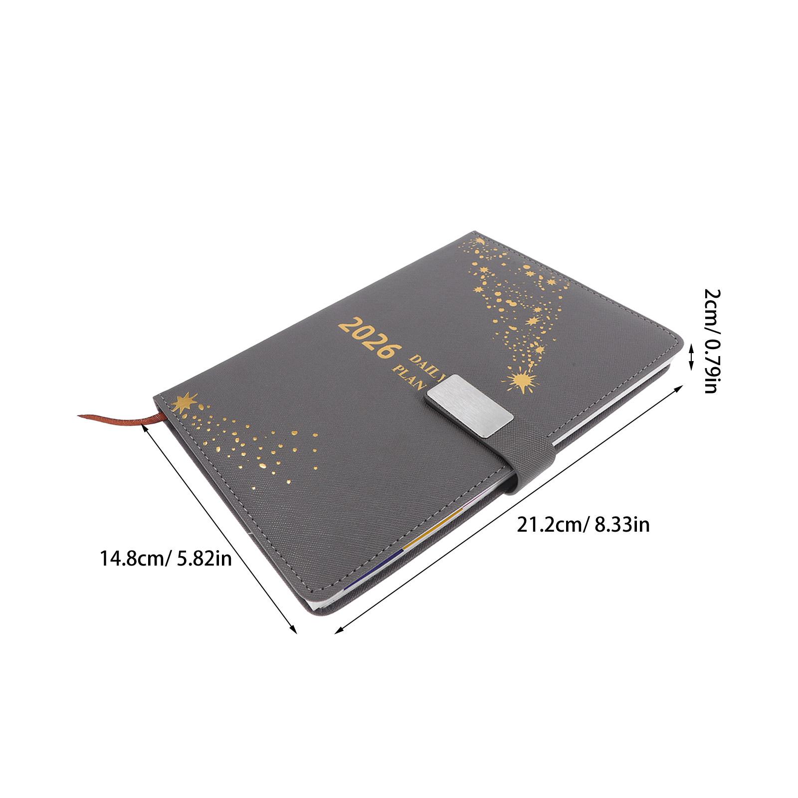 PU Daily Planner Notebook 2026 A5 Sleek Monthly Index Bookmark Business Appointment Organizer Daily Planner Yearly Notebook серый