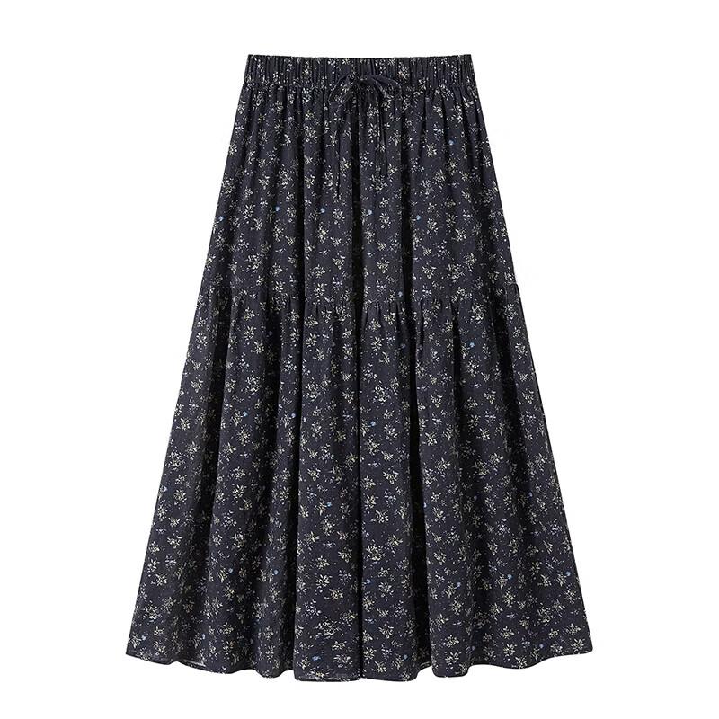 Women's Retro High-Waisted A-Line Floral Midi Skirt