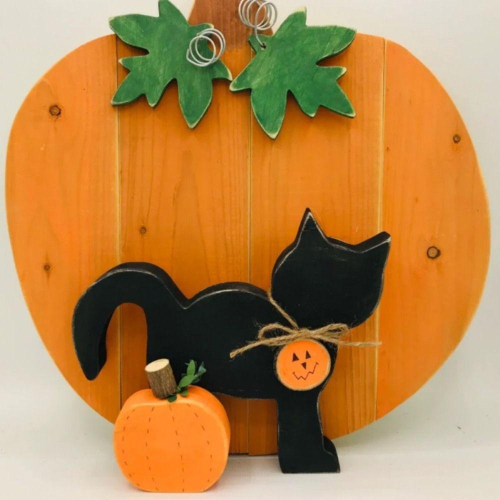 2pcs Mini Halloween Black Cat Ornament Cute Animal Statue Atmosphere Decoration Cat Figurine Gift