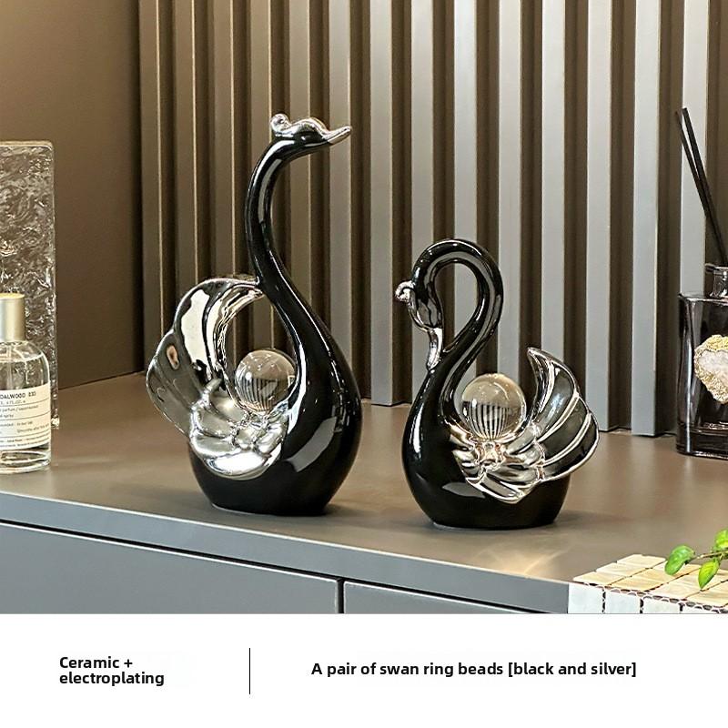 

Crystal Ball Couple Swan Decoration for Modern Luxury Home Entrance, Living Room, Wine Cabinet, TV Stand, Wedding Gift чёрный