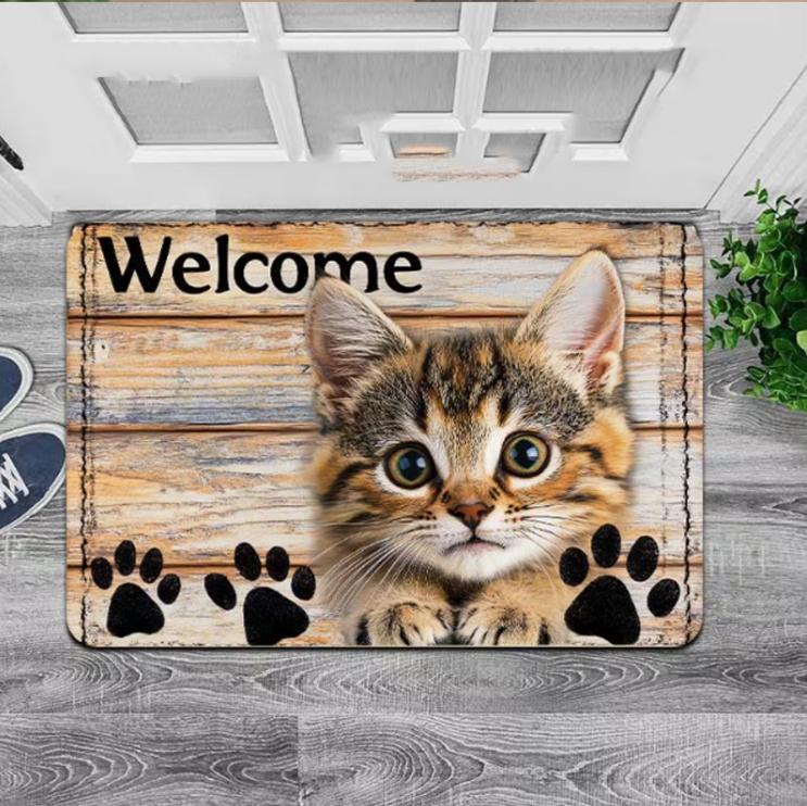 

Cute Sleeping Cat Flower Door Mat Floor Mat Kitchen, Living Room Bedroom Home Decoration Mother s Day Gift Home Decoration 40cm x 60cm