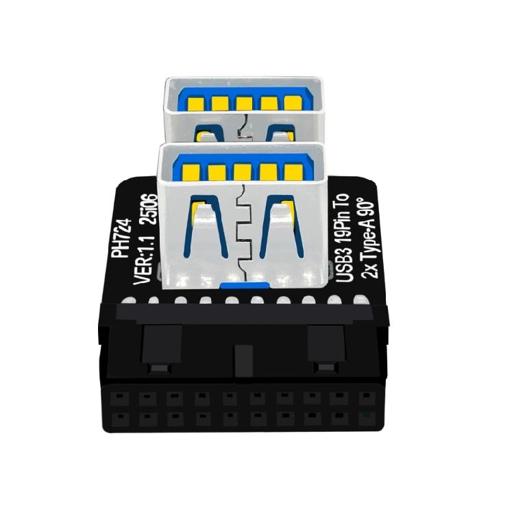 Motherboard USB Expansion Adapter Providing Two USB3.0 Type A Port Compatible 19 pin Connector for Various Layout