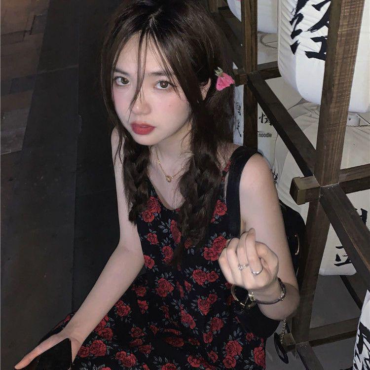 

Women s French Floral Puff Sleeve Square Neck A-Line Midi Dress - Summer 2026 S (Body weight: 80-95 jin)