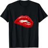 Genießen Sie das Wear Wounisex Grafik Rotes Beißende Lippen Kurzarm Lustiges T-Shirt