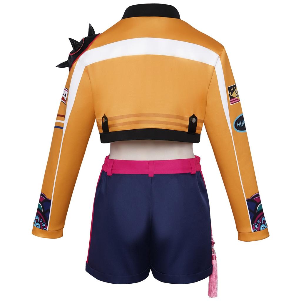 Rumi Zoey Mira Cosplay KPop Dämonenkostüm Jägerinnen Damen Schwarz Goldener Anzug Saja Jungen Halloween Rollenspiel Outfits