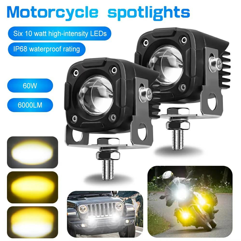

2Pcs Motorcycle LED Spotlight IP68 Waterproof High Low Beam Headlight for Off Road Electric Vehicles Type A