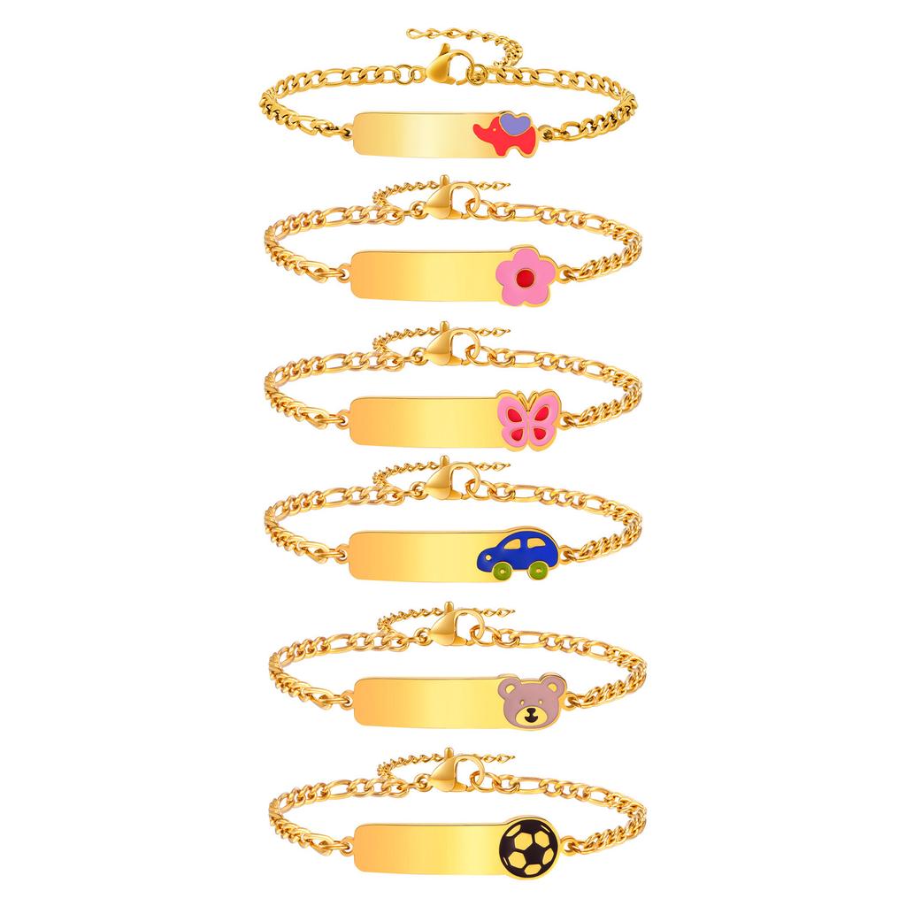 A Variety Of Fashionable And Personalized Women'S Children'S Cute Elements Epoxy Stainless Steel Gold Bracelet Length 12-17Cm