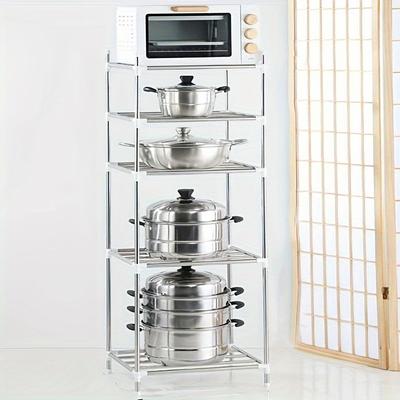 1-teiliges Küchenregal, große Kapazität, fünf Regale, multifunktionales bodenstehendes Topfregal, geeignet für Küche, Wohnzimmer und Esszimmer