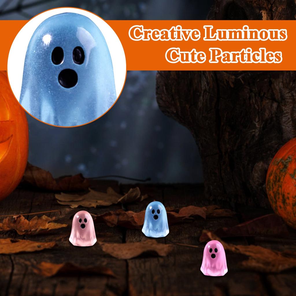 Glow in the Dark Halloween Ghost Decorations Set 6 Colorful Mini Spooky Figurines Cute Tabletop Decor Glowing Party Accessories