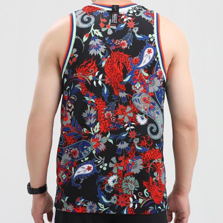 Nike Dragon Totem Print Embroidered Logo Fitted Basketball Vest Men Tops Multicolor CK6302-457