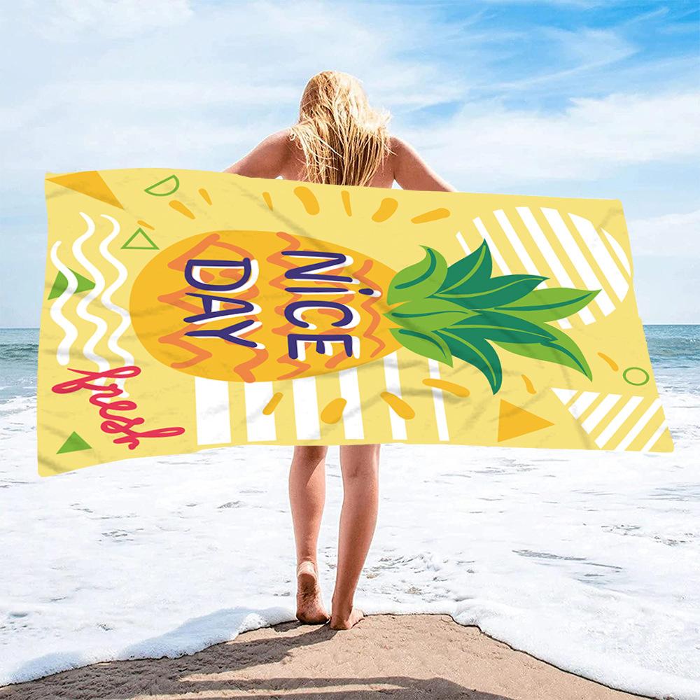 Summer Fruit Collection Digital-printed Polyester Superfine Fiber Double-sided Fleece Beach Vacation Bath Towel, Beach Towel