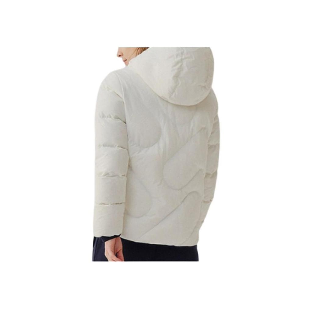Fila Fleece Hooded Casual Long Sleeve Down Jacket Women Outerwear Standard-White F51W348919B-WT