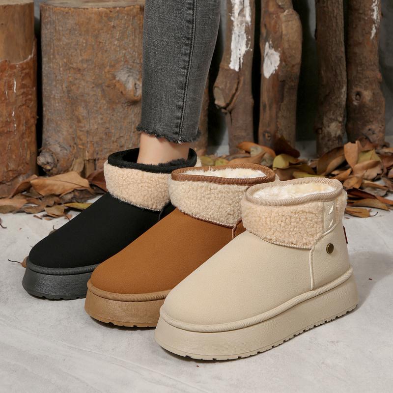 Casual Metal Decoration Mix Color Snow Boots Women 2025 Winter Warm Short Plush Ankle Booties Comfort Thick Bottom Fur Boots