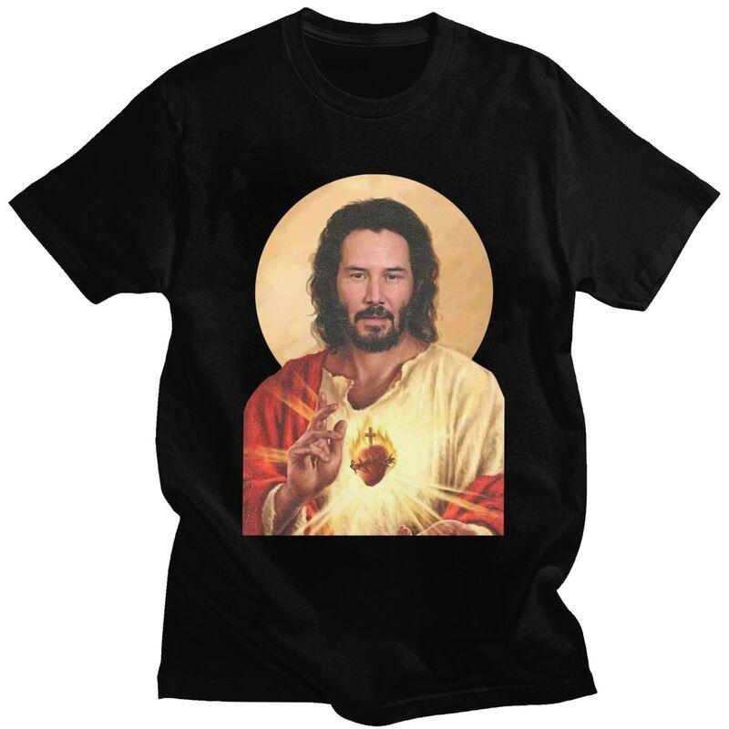 

Custom Saint Keanu Reeves T Shirts Men 100% Cotton Tee Tops Meme Jesus John Wick Tshirts Short-Sleeve Casual T-shirt - Men s ... S разноцветный
