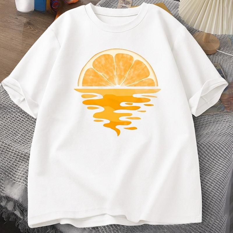 Orange Fruit T Shirt Fruit Lover Party Tee Shirt Casual Unisex WOMEN Cotton Short Sleeve Unisexs Designer Clothes Streetwear Tees Tops