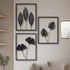 Metal Art Wall Decor Carving Black Metal Decorative Wall Art with LED Light Iron Sculptures for Hallway Entryway Fireplace Door