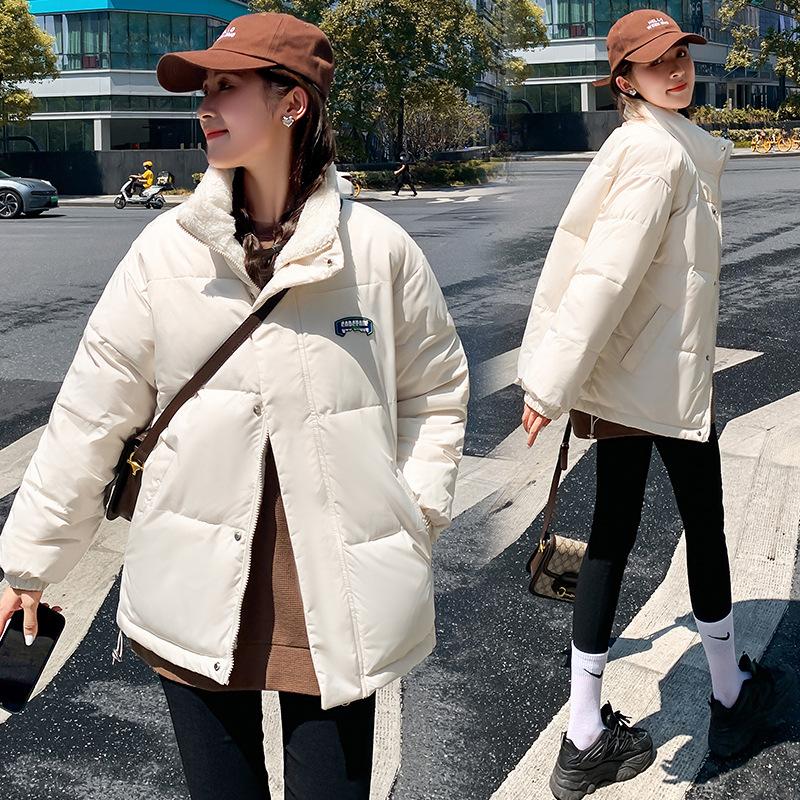 2025 Winter New Down Cotton Jacket Women's Plush Korean Padded Jacket Double-sided Student Cotton Jacket Loose Thickened Jacket