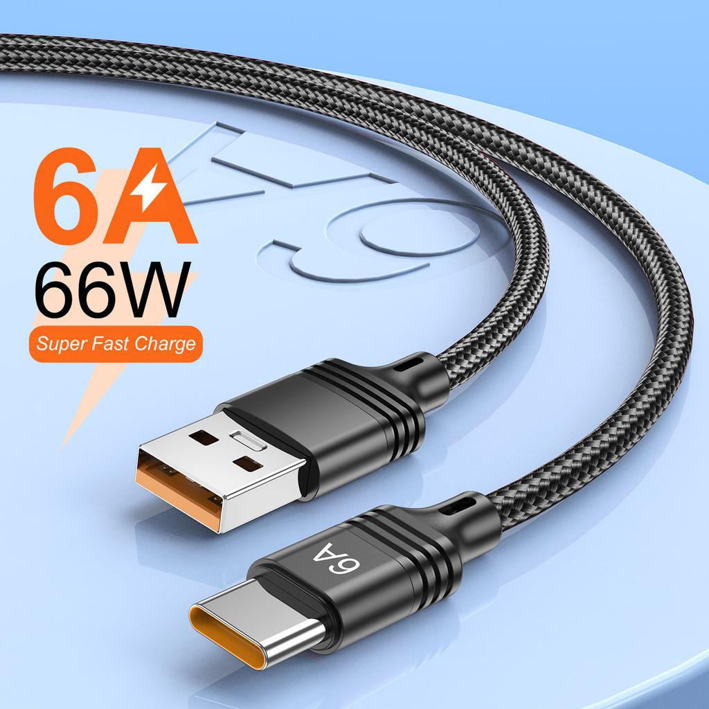 USB C Fast Charging Cable 6A PD 66W Data Sync Nylon Braided Cord USB C to Type C Adapter Fast Charging Cable
