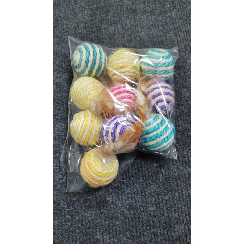 Cat Toys, Sisal Balls with Feathers, Durable Cat Bite, Rustling Teeth, Cat Teasing Balls, Cat Scratch Balls, Pet Supplies