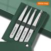 4Pcs Professional Eyebrow Tweezer Set Non-slip Grip Stainless Steel for Ingrown Hair Removal Women Daily Makeup Grooming