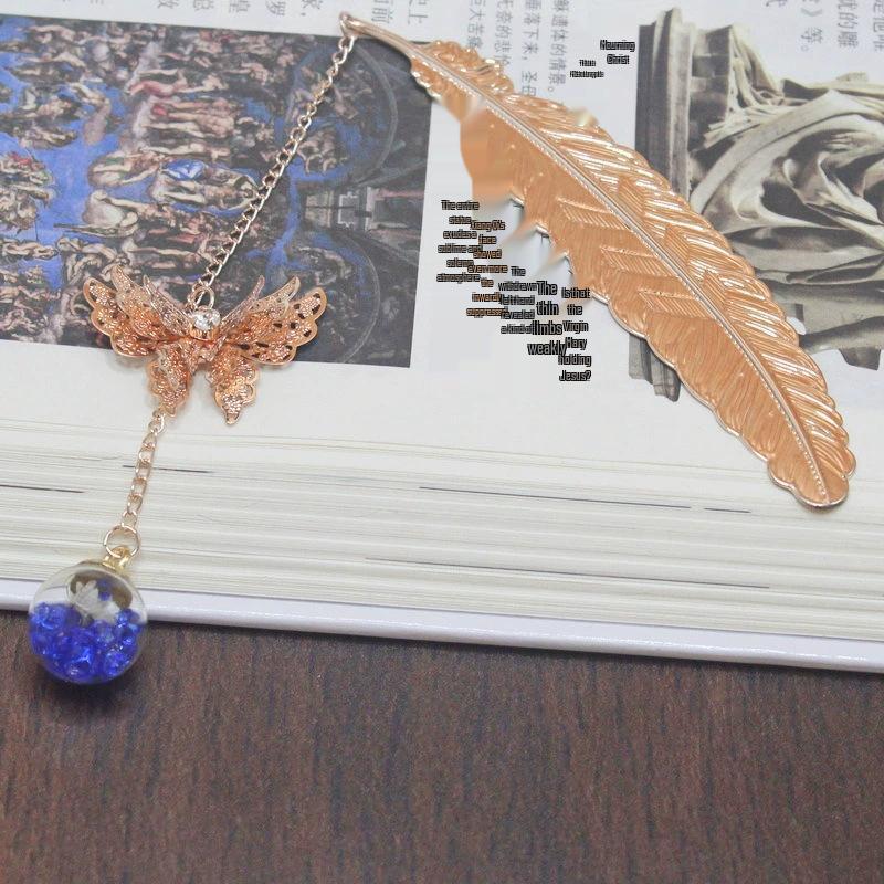Chinese Cross-border Metal Feather Bookmark: Classical Leaf Vein Design, Creative Stationery, Ancient Style Cultural Gift