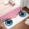 Cute Girl Eyes Print Welcome Door Mat Funny Non Slip Indoor Front Entrance Floor Mat Soft Flannel Rug for Bathroom Kitchen Porch