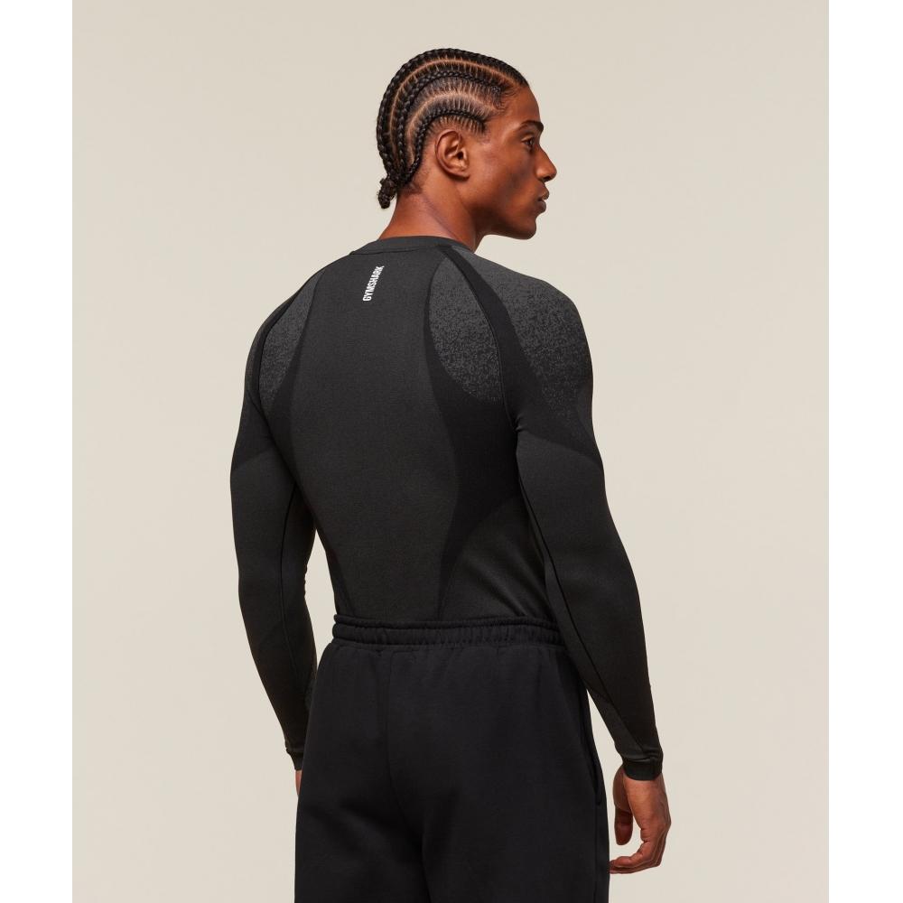 Gymshark Shadow Seamless Long Sleeve T shirT Black A1b5b Bb2j