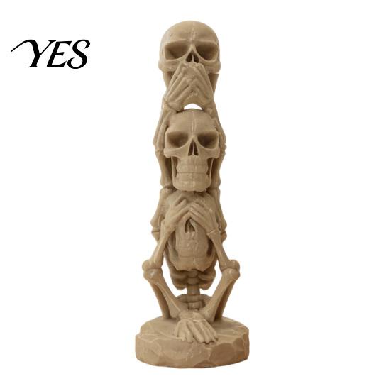 Gothic Skull Figurine 3D Printed Stacking Figurine, No Speak Hear See Durable Sculpture Statue, Halloween Party Horror Decoration for Home Office коричневый