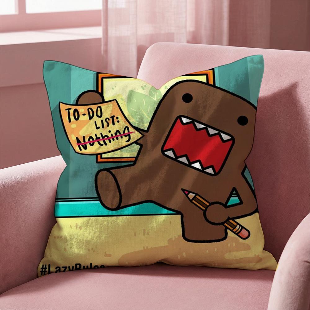 Cartoon Funny Domo-kun Cushion Cover Multi-Scene Pillow Cover for Home & Car - Reversible, Soft & Durable for Daily Use