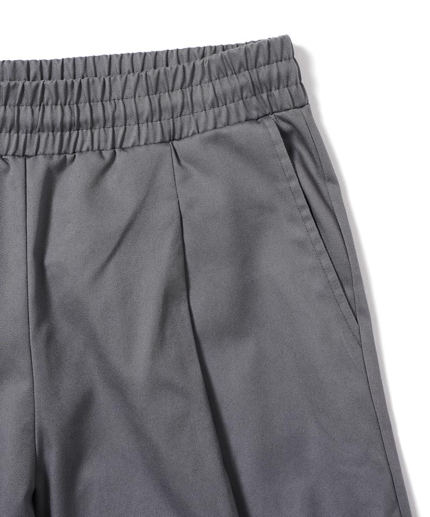 GAKKAI UNIONS Single-Pleat Wide Elastic Waist Slacks Dark Gray