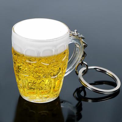 Resin Beer Cups Keychain Car Keyring Key Chain for Men Woman Pendant Simulation Food Handicraft