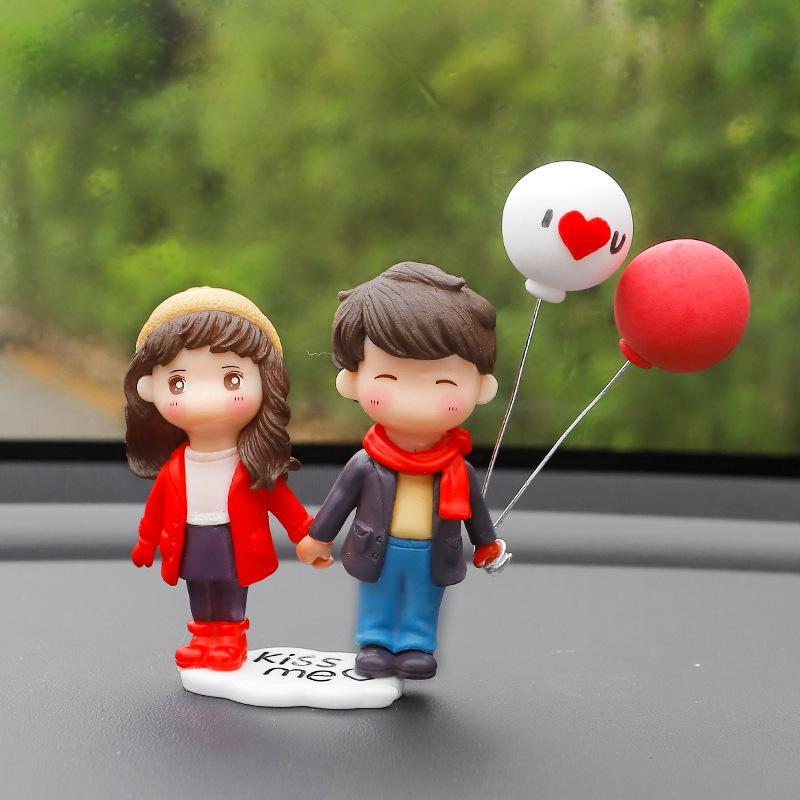 Car Decoration Model Accessories Cute Winter Couple Cartoon Accessories Car Interior Center Console Decoration
