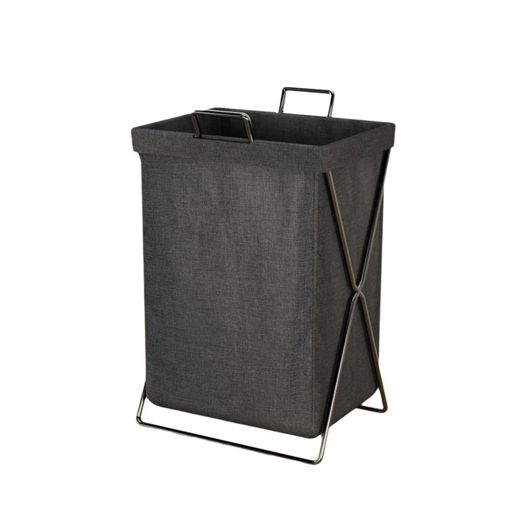 Large Capacity Dirty Clothes Basket Metal Frame Waterproof Folding Laundry Hamper Space Saving Heighten Bottom Closet Organizer