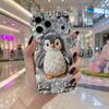 Cute Penguin Bow Rhinestone Pearl Wavy Edge Phone Case For iPhone 17 16 15 14 13 12 11 8 7 Plus Pro Max Bling Soft Cover