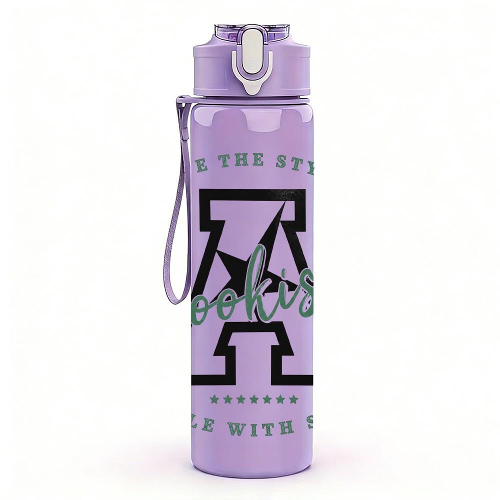 1PC Bold Letter A Monogram 750ml Color Plastic Sports Water Bottle Leakproof Flip Straw Lid Suitable for Sports Office Home Use