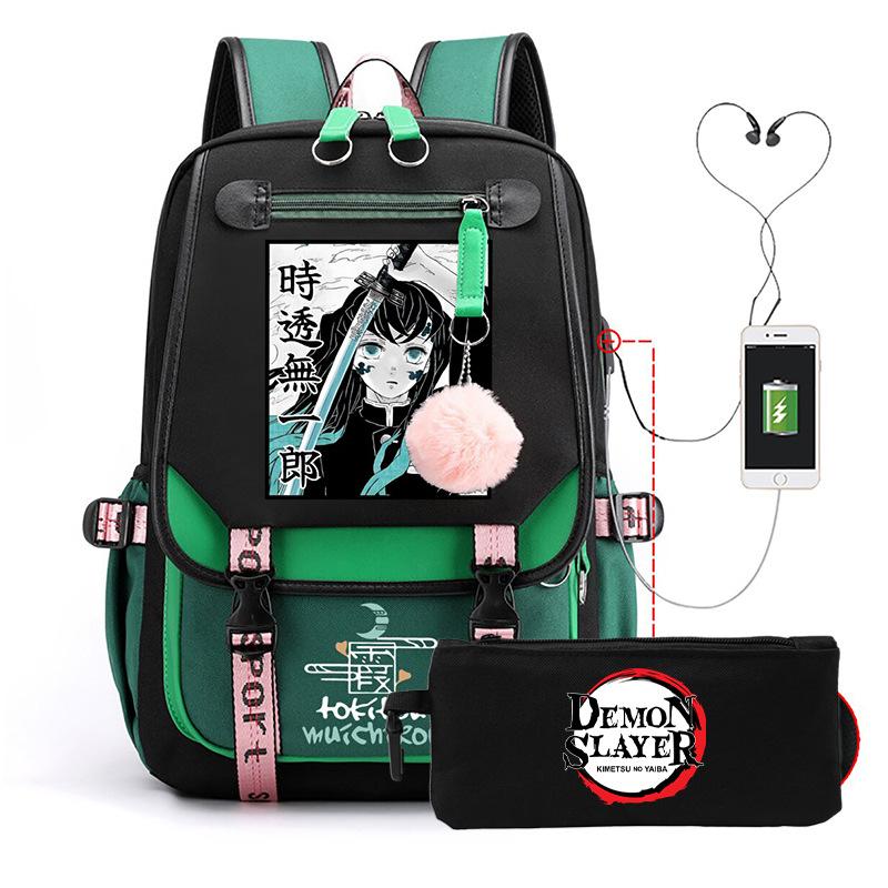 Anime School Bag Tokitou Muichirou Peripheral Backpack Set Student Pencil Bag