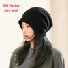 Women's Large Pure Wool Knit Beanie - Autumn/Winter Roll-Up Hat