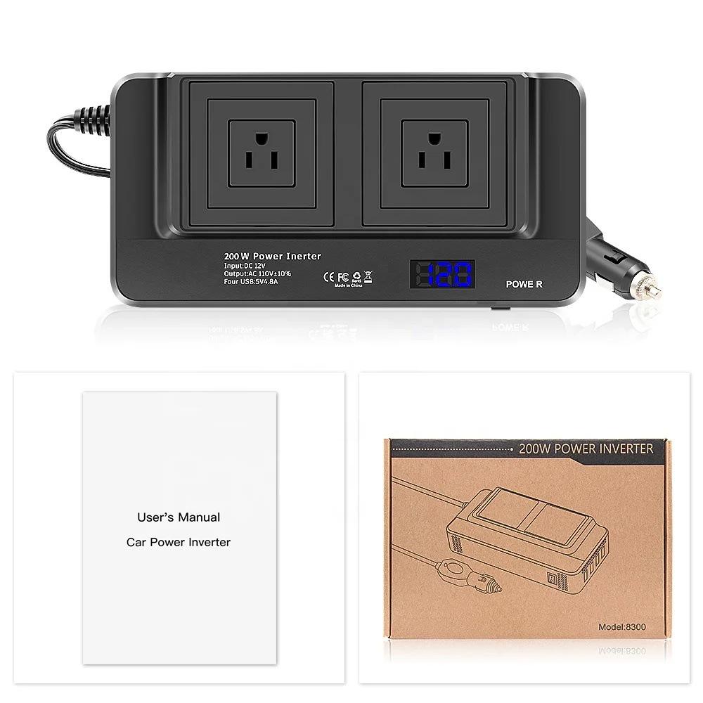 200W Car Power Inverter: 12V To 110V/220V Converter